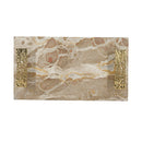 17.7x9.7x2" Marble Tray with Gold Handles