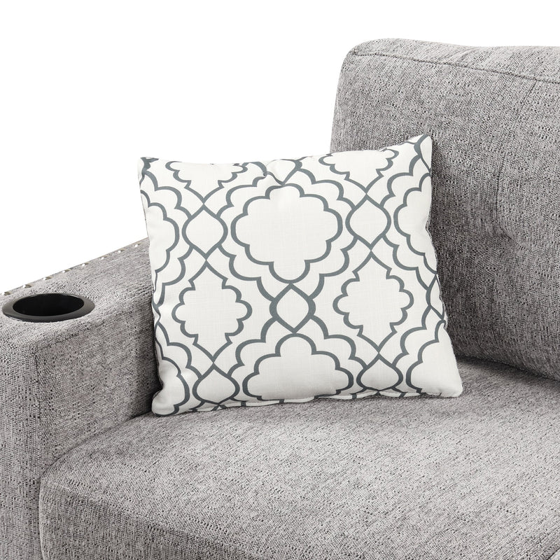 83.8" Reversible Sectional Pull-Out Sofa Bed L-Shaped Corner Sofa Couch with Storage Chaise, USB Ports, Power Sockets, Cup Holder for Living Room, Bedroom, Study,Light Gray