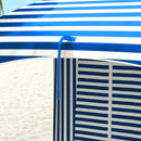 5.9' x 5.9' Portable Beach Umbrella, Ruffled Outdoor Cabana with Walls, Vents, Sandbags, Carry Bag, Blue & White Stripe