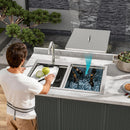 Outdoor Double Bowl Drop In Sink With Workstation - Brushed Nickel by HouseOfZazla