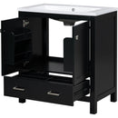 30' Black Bathroom Vanity with Single Sink, Combo Cabinet Undermount Sink, Bathroom Storage Cabinet with 2 Doors and a Drawer, Soft Closing, Multifunctional Storage, Solid Wood Frame