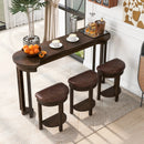 4 Piece Bar Table Set with3 PU Upholstered Bar Stools, Breakfast Table with 3 Padded Stools Solid Wood Counter Height Dining Table Set for Living Room, Dining Room. Espresso by Montret