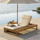 Teak Finish Acacia Wood Chaise Lounge with 1.57-Inch Cushion by HouseOfZazla