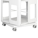 4 Tier All Steel Rotating Bookshelf With 360° Wheels, Large Size Sturdy & Spacious Book Rack, New Style Bookshelf - White by HouseOfZazla