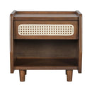 Walnut Nightstand with Rattan Detail, MDF + Solid Wood by HouseOfZazla