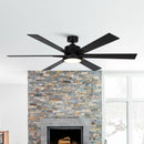 65" Amold Industrial Downrod Mount Ceiling Fan with Lighting and Remote Control