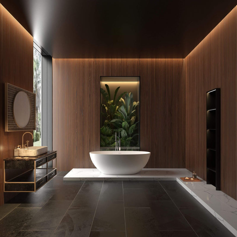65" Luxury Freestanding Soaking Bathtub With Overflow And Pop-Up Drain (SAK69451)