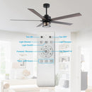 65" Modern DC Motor Downrod Mount Reversible Ceiling Fan with Lighting And Remote Control