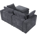 68.5" Loveseat Sofa with Ottoman Modular Sectional Love Seat Couch Small L Shaped Upholstered Couch for Living Room Apartment Small Space, Chenille Grey