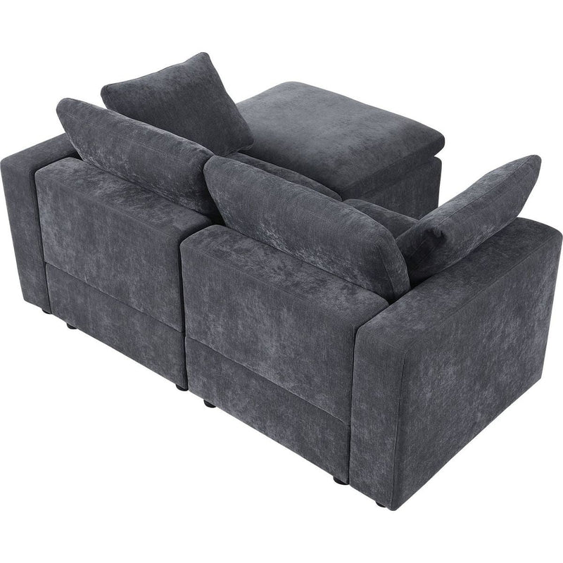 68.5" Loveseat Sofa with Ottoman Modular Sectional Love Seat Couch Small L Shaped Upholstered Couch for Living Room Apartment Small Space, Chenille Grey