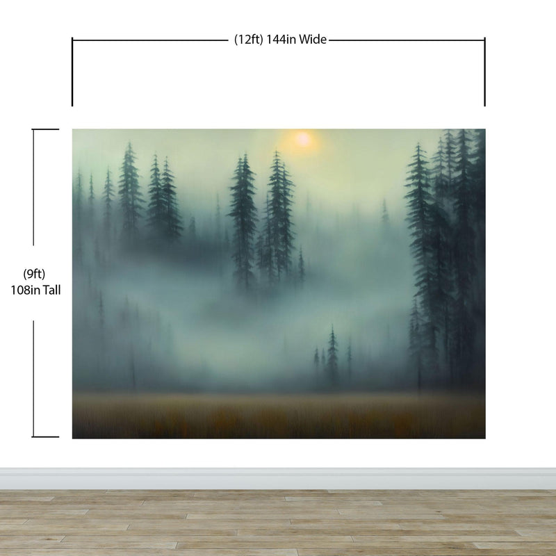 Misty Forest Wallpaper, Peel and Stick Wall Mural.