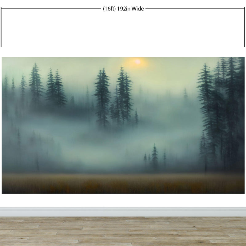 Misty Forest Wallpaper, Peel and Stick Wall Mural.