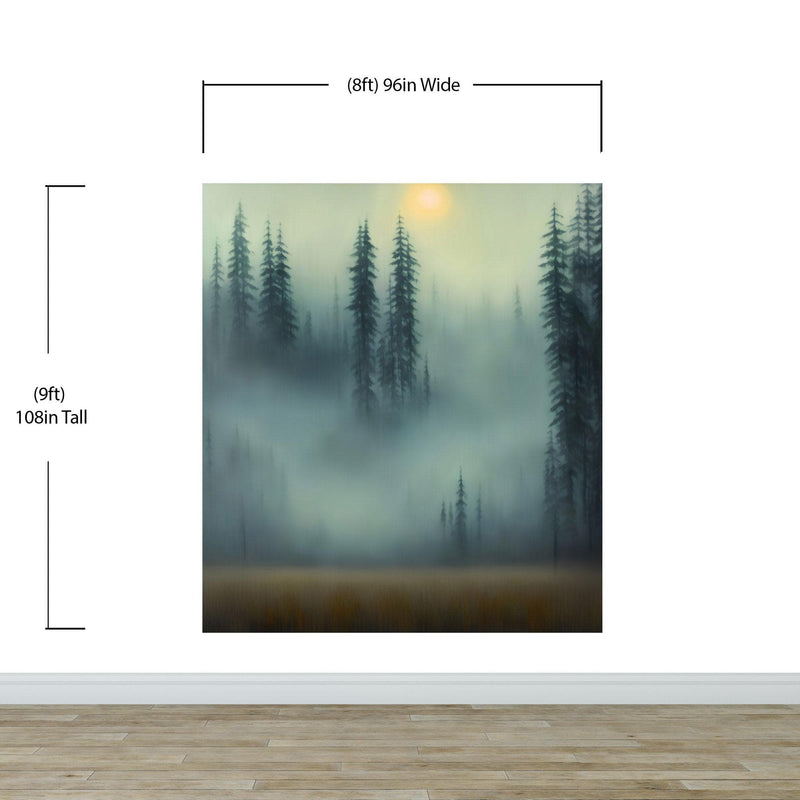 Misty Forest Wallpaper, Peel and Stick Wall Mural.