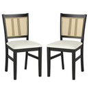 Farmhouse Rattan Dining Chair Set of 2 with Rubber Wood Legs and Cane Back-Beige by DirectDeals