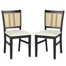 Farmhouse Rattan Dining Chair Set of 2 with Rubber Wood Legs and Cane Back-Beige by LJGDeals