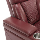 270 Degree Swivel PU Leather Power Recliner Individual Seat Home Theater Recliner with Comforable Backrest, Tray Table, Phone Holder, Cup Holder, USB Port, Hidden Arm Storage for Living Room, Red
