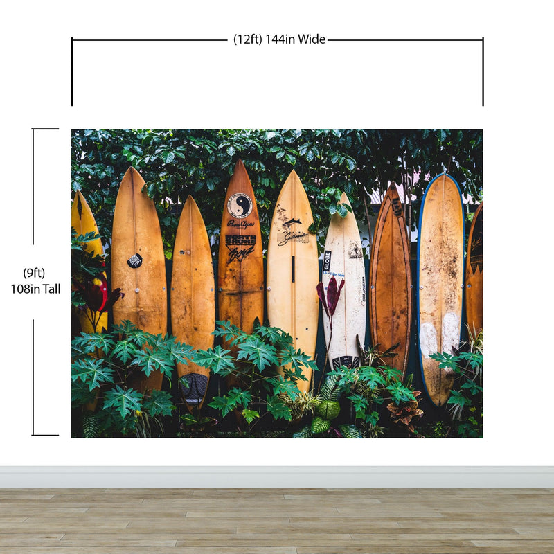 Surfboards Wall Mural. Peel and Stick Wallpaper. Summer Tropical Beach Theme Decor.