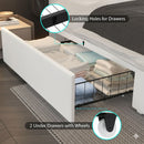 Wingback Upholstered Bed Frame With LED Lights, Charging Station