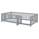 Daybed With Fence Guardrails And 2 Drawers, Split Into Independent Floor Bed & Daybed by HouseOfZazla