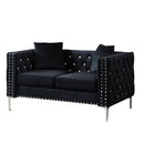 Wide Sofa With Jeweled Buttons Square Arm, 2 Pillows by Unique Piece Furniture