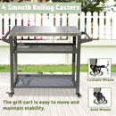 3-Shelf Outdoor Grill Table with Wheels