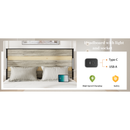 Queen Size Bed Frame with Headboard and 4 Storage Drawers, Queen Bed Frame with Charging Station and LED Lights, Wood Slats, Easy Assembly,No Box Spring Needed,Industrial Gray