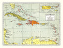 Vintage Map of Caribbean Sea 1943