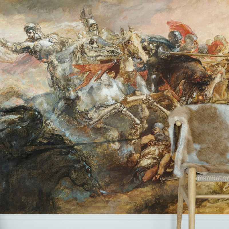 The Phantom Horseman Antique Painting Wallpaper. Peel and Stick Wallpaper.