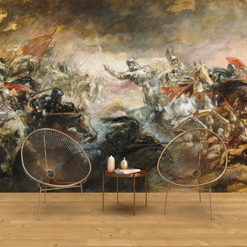 The Phantom Horseman Antique Painting Wallpaper. Peel and Stick Wallpaper.