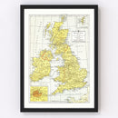 Vintage Map of British Isles 1943