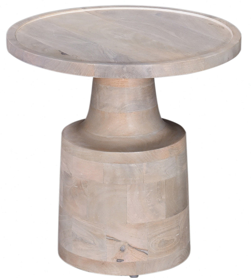 Walker Edison - Contemporary Round Solid Wood End/Side Table, Living Room Sofa Side Table, Oak White Finish, Light Brown