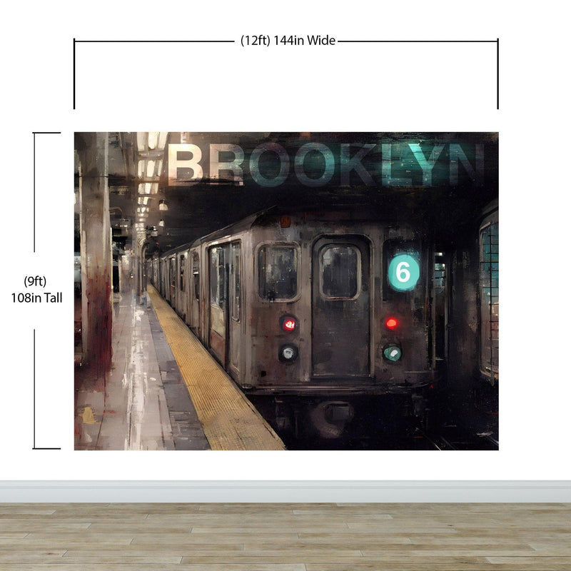 Brooklyn Art Wallpaper. Subway 6 Train Peel and Stick Wall Mural