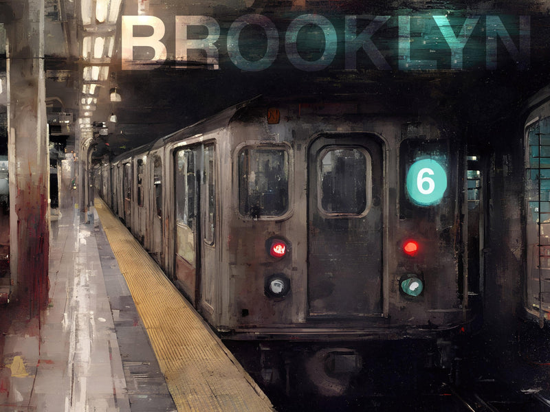 Brooklyn Art Wallpaper. Subway 6 Train Peel and Stick Wall Mural