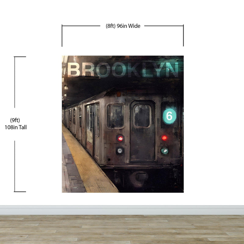 Brooklyn Art Wallpaper. Subway 6 Train Peel and Stick Wall Mural