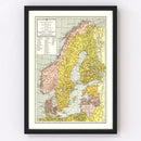 Vintage Map of Scandinavia 1943