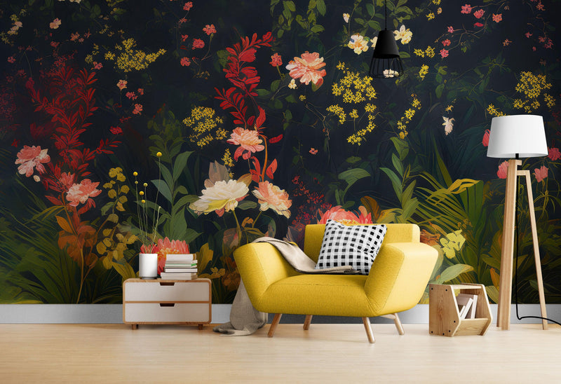 Chinoiserie Flowers Wallpaper. Asian Wall Art Mural