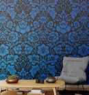 Damask Wallpaper Blue Color on Dark Background Pattern Wallpaper Peel and Stick Wall Mural Home Decor