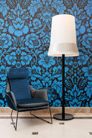 Damask Wallpaper Blue Color on Dark Background Pattern Wallpaper Peel and Stick Wall Mural Home Decor