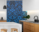 Damask Wallpaper Blue Color on Dark Background Pattern Wallpaper Peel and Stick Wall Mural Home Decor