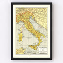 Vintage Map of Italy 1943