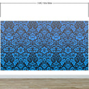 Damask Wallpaper Blue Color on Dark Background Pattern Wallpaper Peel and Stick Wall Mural Home Decor