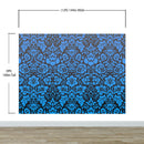 Damask Wallpaper Blue Color on Dark Background Pattern Wallpaper Peel and Stick Wall Mural Home Decor