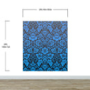 Damask Wallpaper Blue Color on Dark Background Pattern Wallpaper Peel and Stick Wall Mural Home Decor