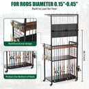 Fishing Rod Storage Rack With Pegboard, Rolling Tackle Organizer Cart - Black by HouseOfZazla