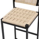 Style B, Woven Bar Stools With Backrest, Paper Rope Weave Dining Chairs For Kitchen Island - Creamy White by HouseOfZazla