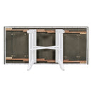 6-Piece Classic Dining Table Set, Rectangular Extendable Dining Table with two 12"W Removable Leaves and 4 Upholstered Chairs & 1 Bench for Dining Room (Brown+White)