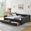 Upholstered Tufted Daybed With 2 Drawers, Waved Arms by HouseOfZazla