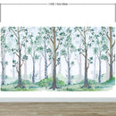 Nursery Woodland Forest Wallpaper. Watercolor Birch Tree Forest Wall Mural.