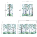 Nursery Woodland Forest Wallpaper. Watercolor Birch Tree Forest Wall Mural.