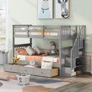 Stairway Bunk Bed With Storage And Guard Rail For Bedroom by Unique Piece Furniture